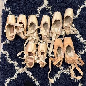 Worn pointe shoes